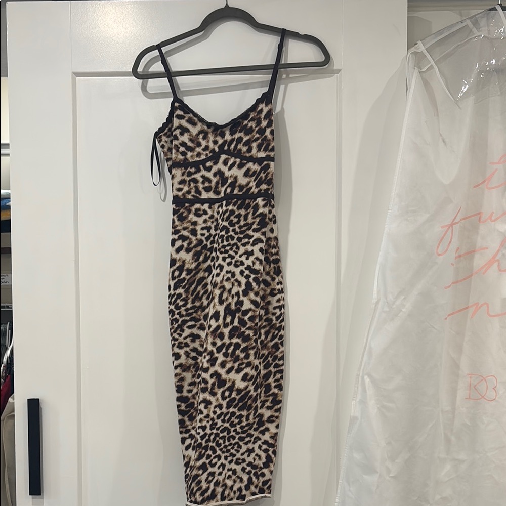 BCBGMaxAzria Brown Black Bodycon Midi Dress